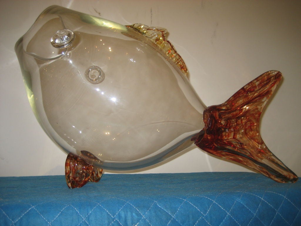 Gigantic Blenko Glass Gold Fish 3