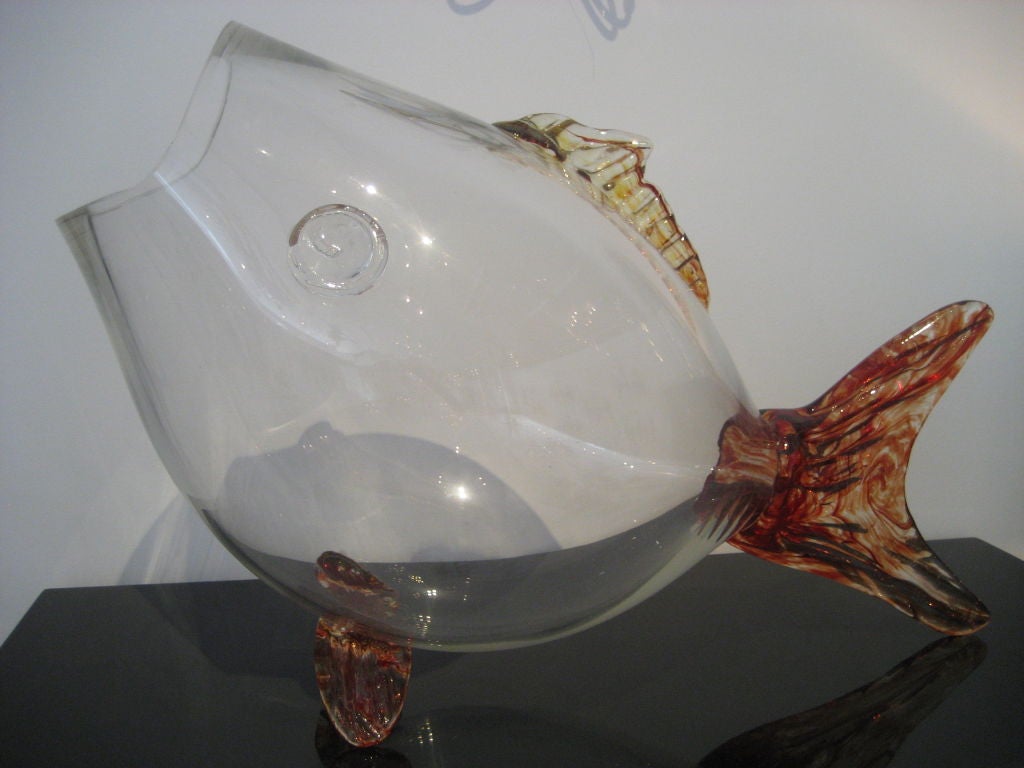 Mid-20th Century Gigantic Blenko Glass Gold Fish