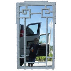 Large White Faux Bamboo Mirror