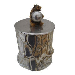 Italian Silver Plate Ice Bucket with Bear Motif