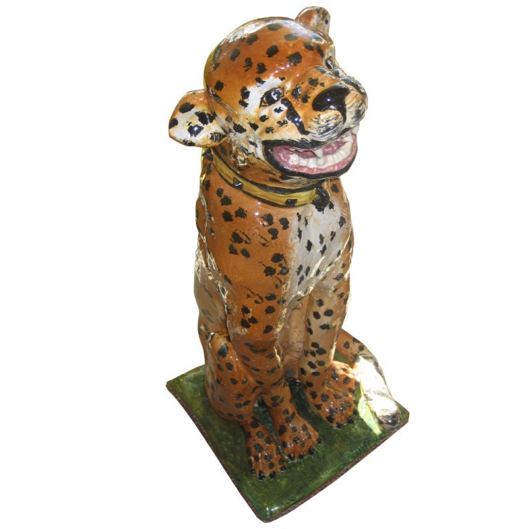 Italian Glazed Terra Cotta Leopard
