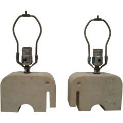 Pair of Mod Marble Elephant Lamps