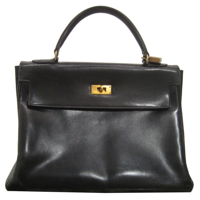 Black  Hermes Kelly Bag 1960's