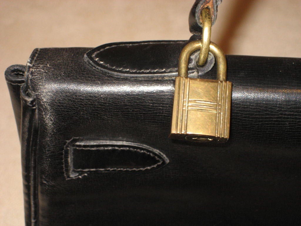French Black  Hermes Kelly Bag 1960's