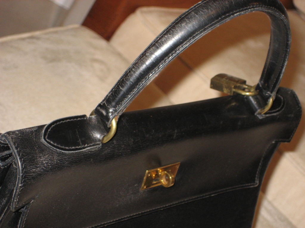 Mid-20th Century Black  Hermes Kelly Bag 1960's