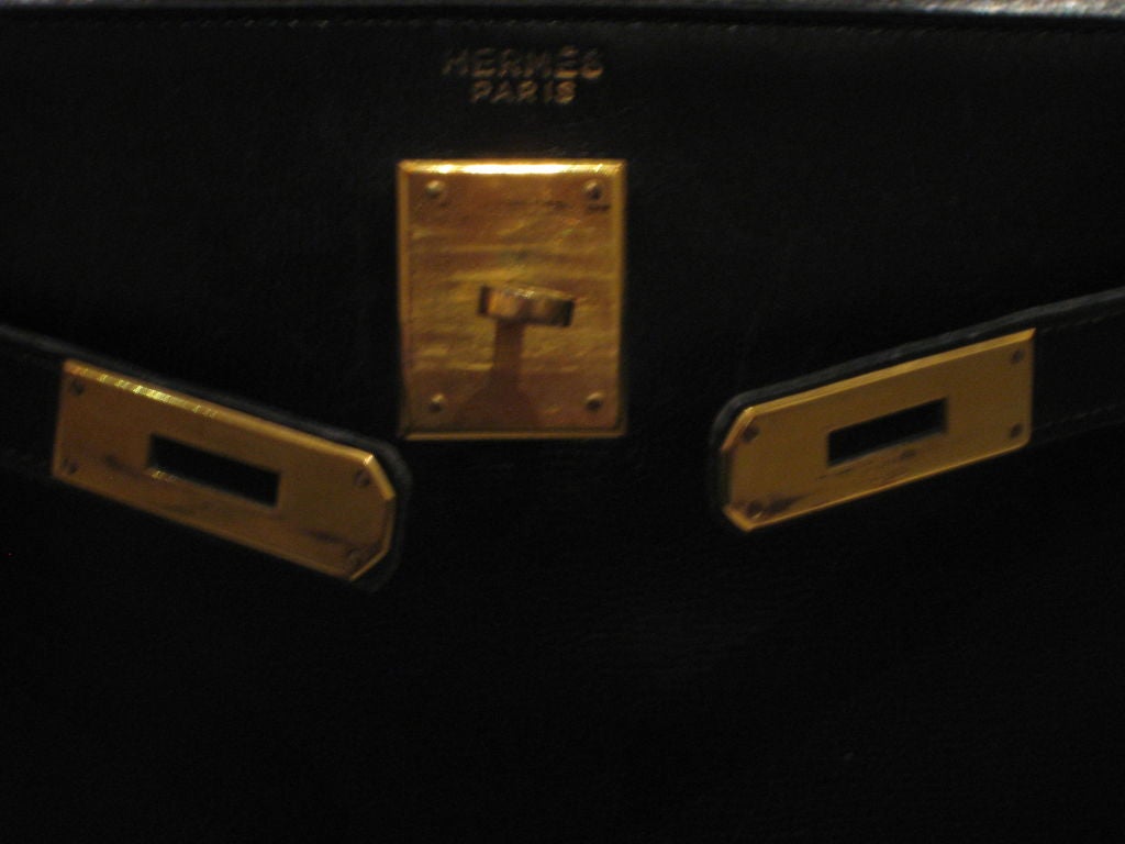 Black  Hermes Kelly Bag 1960's 1