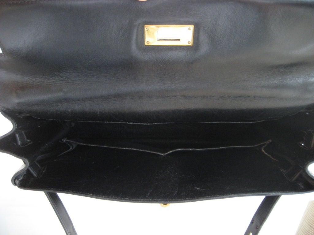Black  Hermes Kelly Bag 1960's 4
