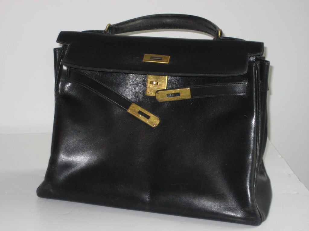 Black  Hermes Kelly Bag 1960's 2