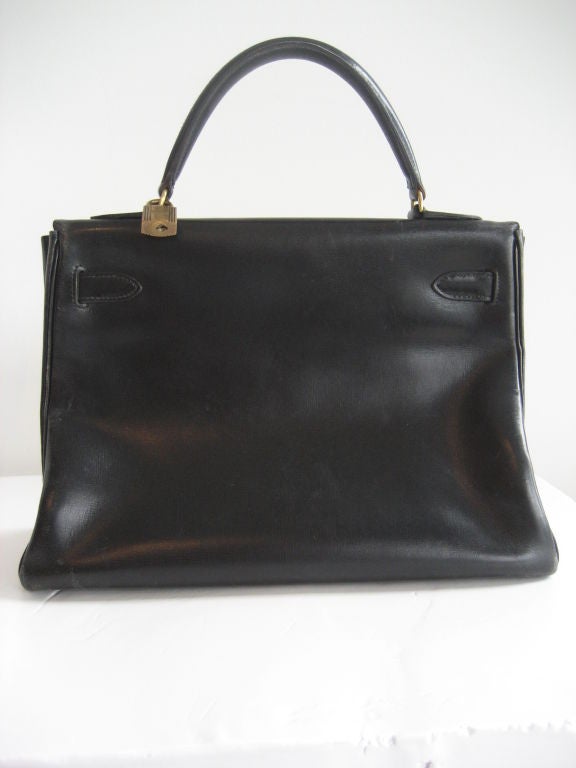 Black  Hermes Kelly Bag 1960's 3