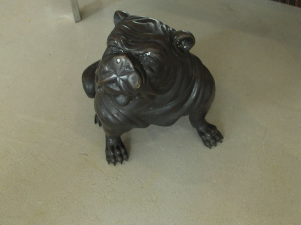 Gigantic bronze bull dog sculpture.  Wonderful from all angles-well sculpted and dimensional the pup can be indoors or outdoors.