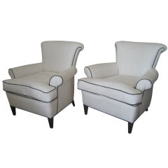 Vintage Pair of Black and White Arm Chairs