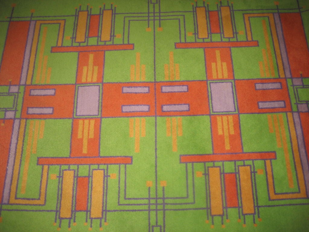 A Frank Lloyd Wright designed carpet which was located in the Biltmore hotel in Phoenix Arizona and preserved by binding.