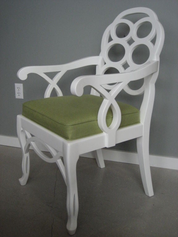 Set of Francis Elkins  White Lacquered Dining Chairs 6