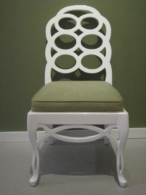 American Set of Francis Elkins  White Lacquered Dining Chairs
