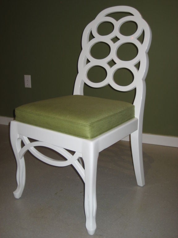 Set of Francis Elkins  White Lacquered Dining Chairs 3
