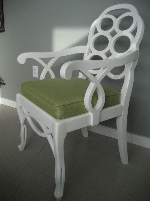 Set of Francis Elkins  White Lacquered Dining Chairs 5