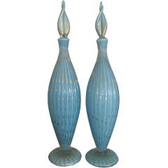 Pair of Barovier Murano Glass Decanters