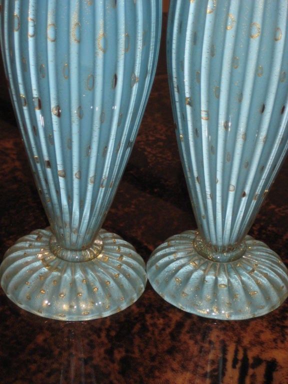 Pair of Barovier Murano Glass Decanters