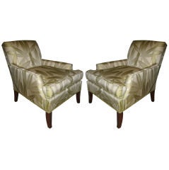 Vintage Pair of Club Chairs Brunschwig and Fils