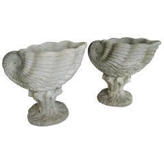 Pair of Concrete Shell Planters