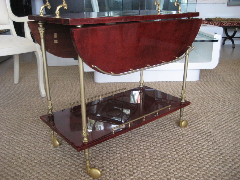 Aldo Tura Red Goatskin Barcart