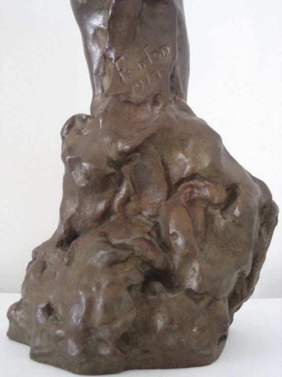 Mid-20th Century Beatrice Fenton Bronze Sculpture of Girl with Shell