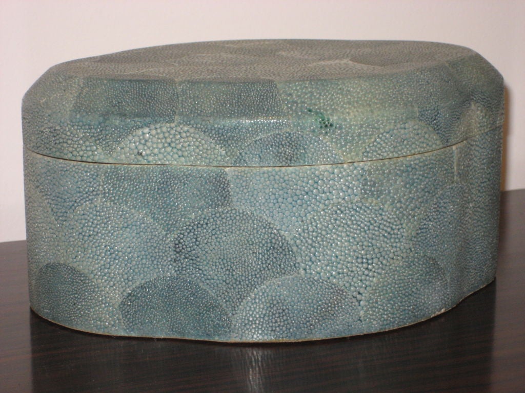 Vintage Aqua Shagreen Lidded Box at 1stdibs
