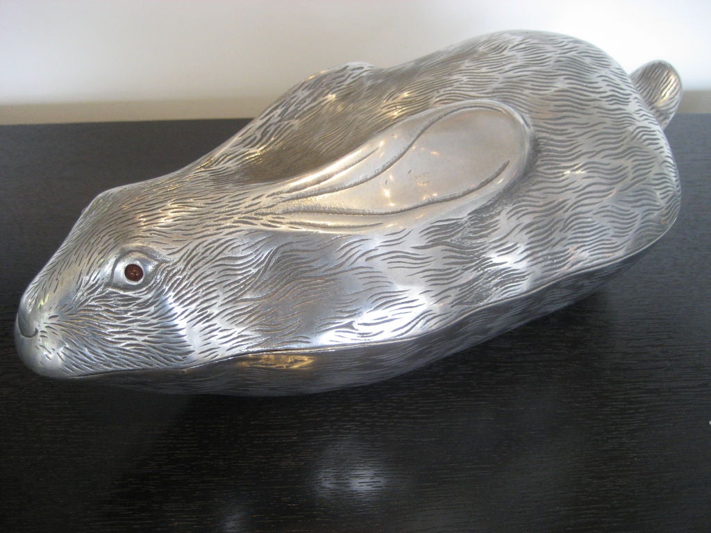 Just in time for Easter- an Arthur Court aluminum bunny wine cooler.