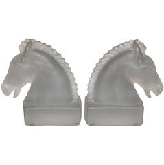 Pair of Art Deco Glass Horse Bookends