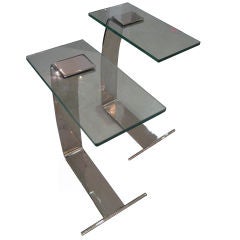 Pair of D.I.A Nickel Plated and Glass Side Tables