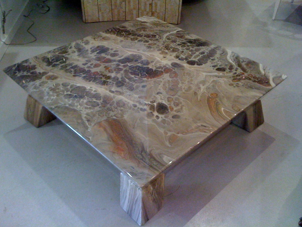 Mid-20th Century Faux Stone Geometric Coffee Table