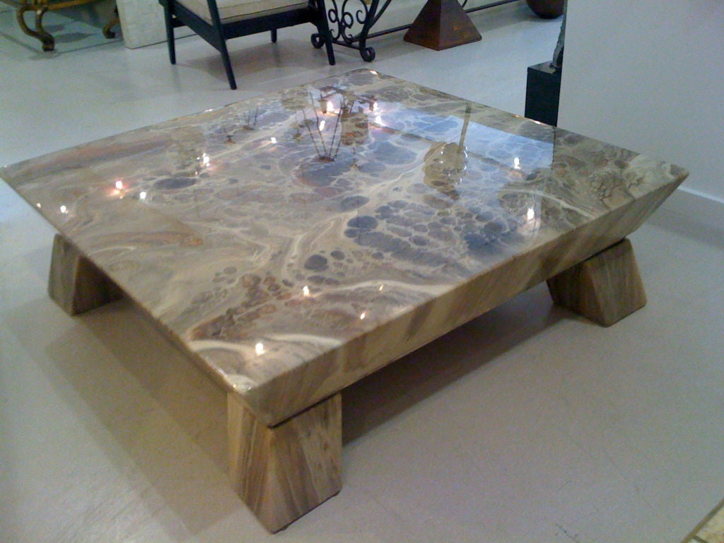 Faux Stone Geometric Coffee Table 2
