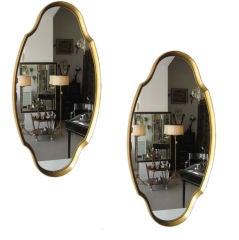 Pair of Mid Century Modern Gilt Wood Mirrors
