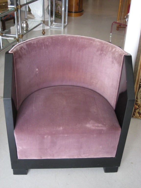 Pair of Art Deco Barrel Back Club Chairs 1