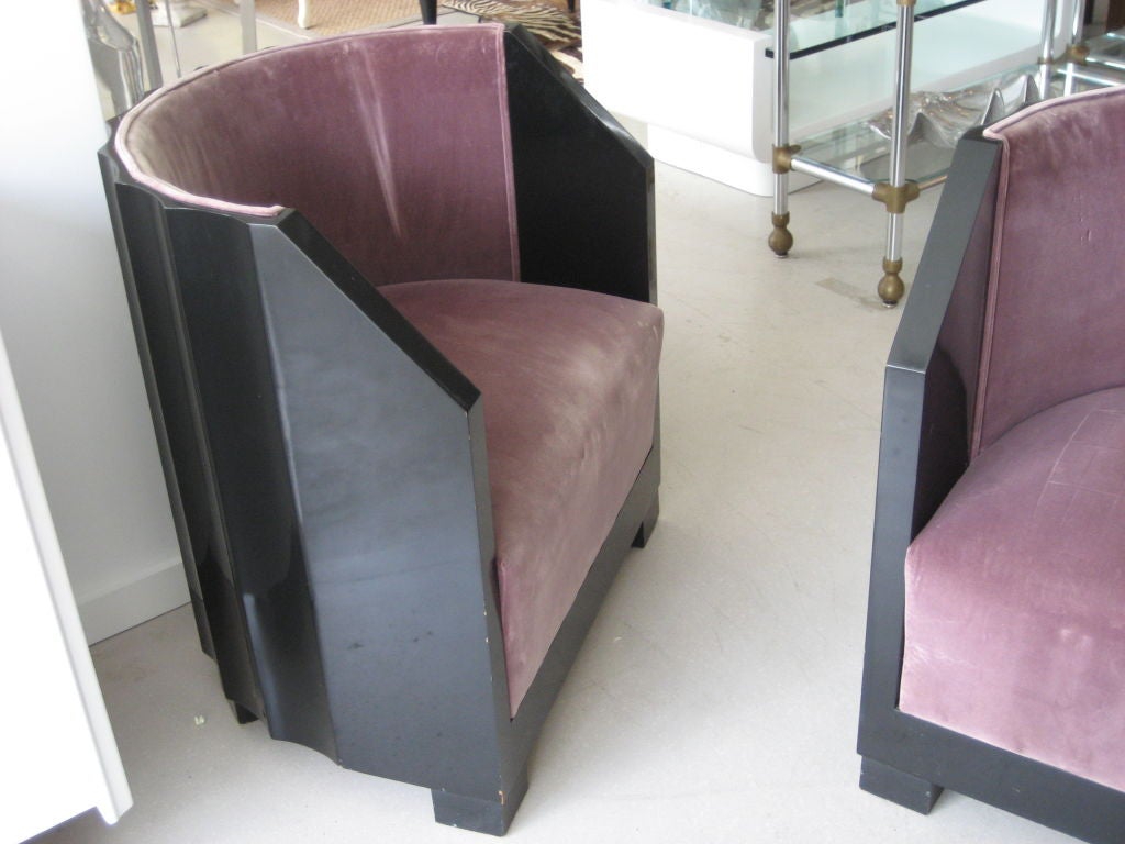 Pair of Art Deco Barrel Back Club Chairs 2
