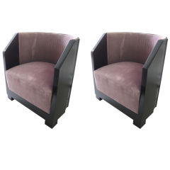 Pair of Art Deco Barrel Back Club Chairs
