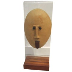 David Gil Pottery Face with  Leather Tongue