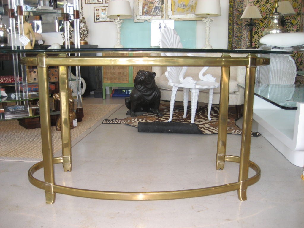 Mid Century Modern Kidney Shaped Brass Desk
