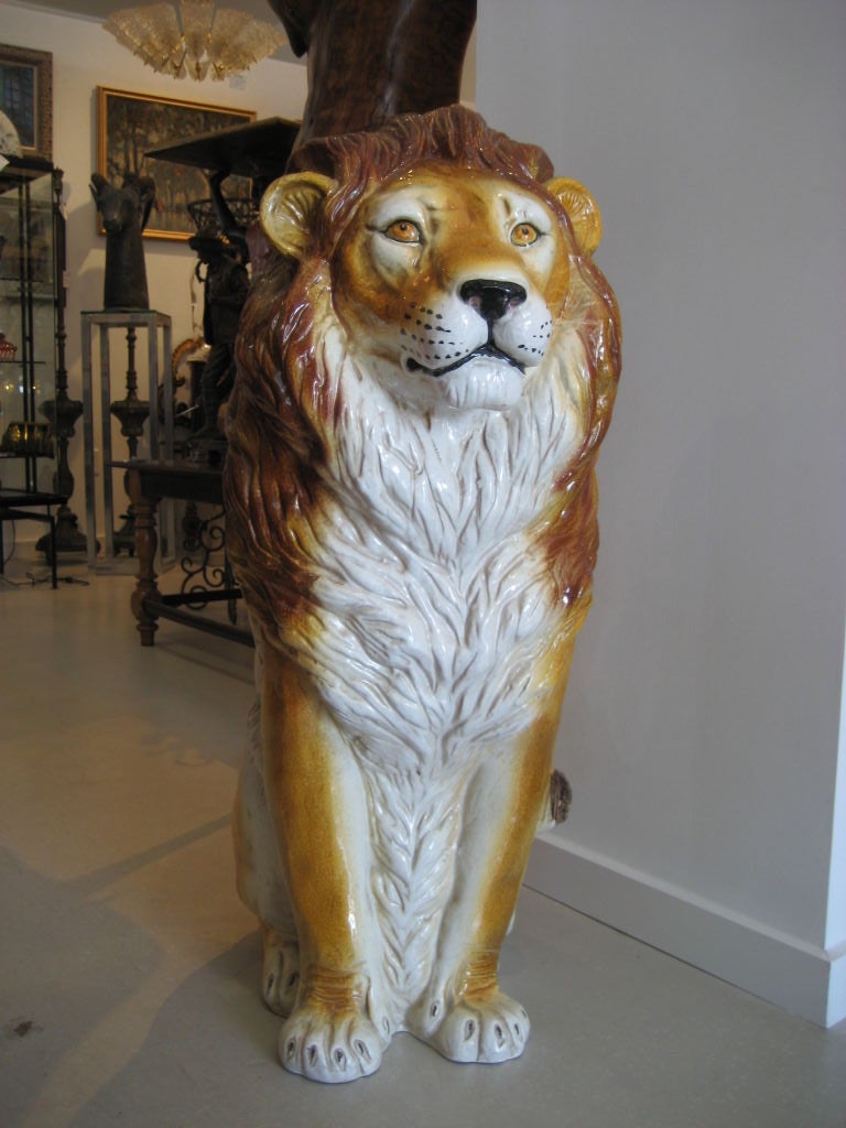 Italian Glazed Ceramic Lion