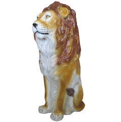Italian Glazed Ceramic Lion