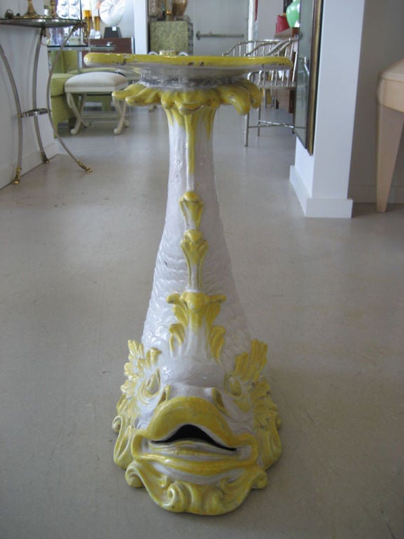 Italian Glazed Terra Cotta Dolphin Table