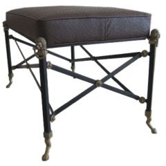 Neoclassical Bench with Faux Ostrich Cushion
