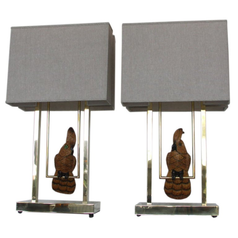 Rare Pair of Swinging Bird Lamps at 1stDibs