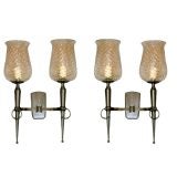 A Pair of  French Two Light Wall Sconces