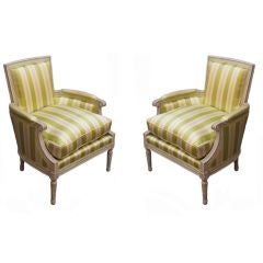 A Pair of Large Scale French Louis XVI Style Bergeres