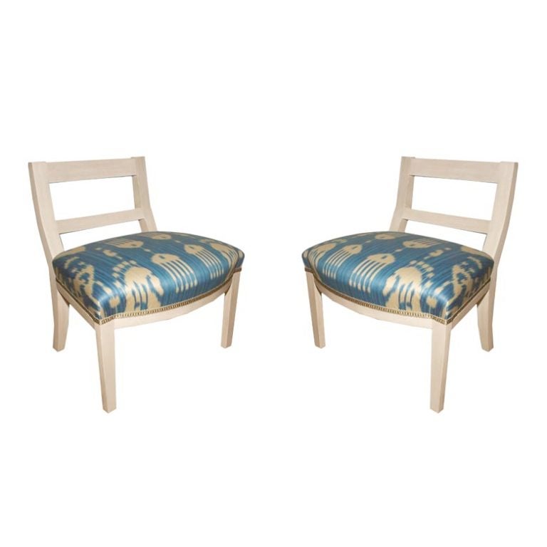 A Pair of Custom Made Low Side Chairs