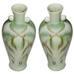 A Pair of French Ceramic Celadon Vases