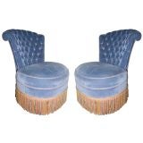 A Pair of French Napoleon III Style Slipper Chairs