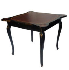 A French Louis XV Style Black Painted Card Table