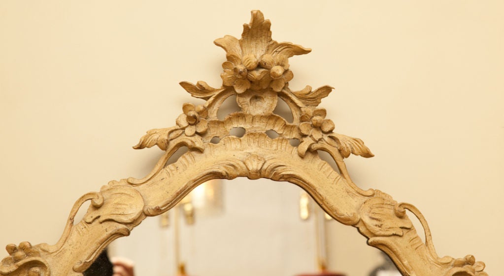 A Venetian Carved and Painted Wood Rococo Mirror